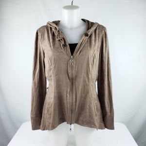 Miilla Brown Hooded Zippered Jacket Size Large